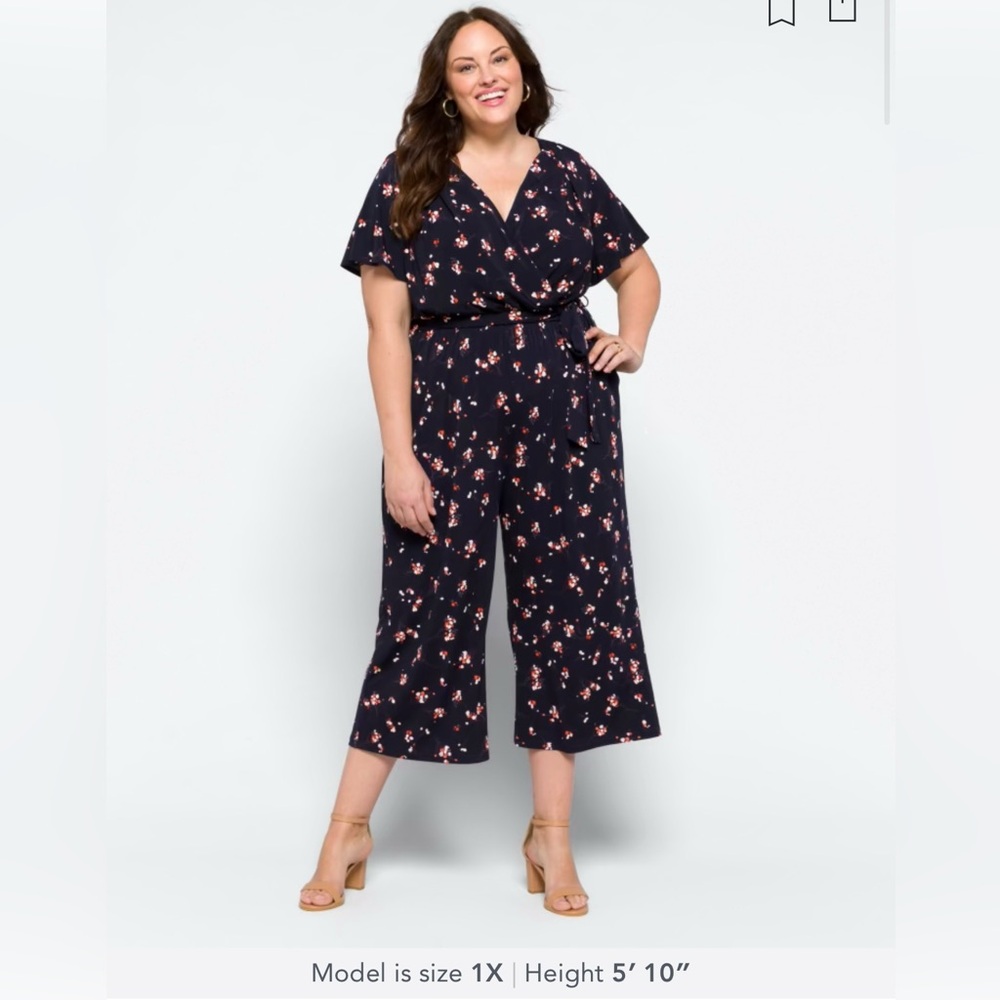 Kaileigh Jullian navy floral jumpsuit, size 2X